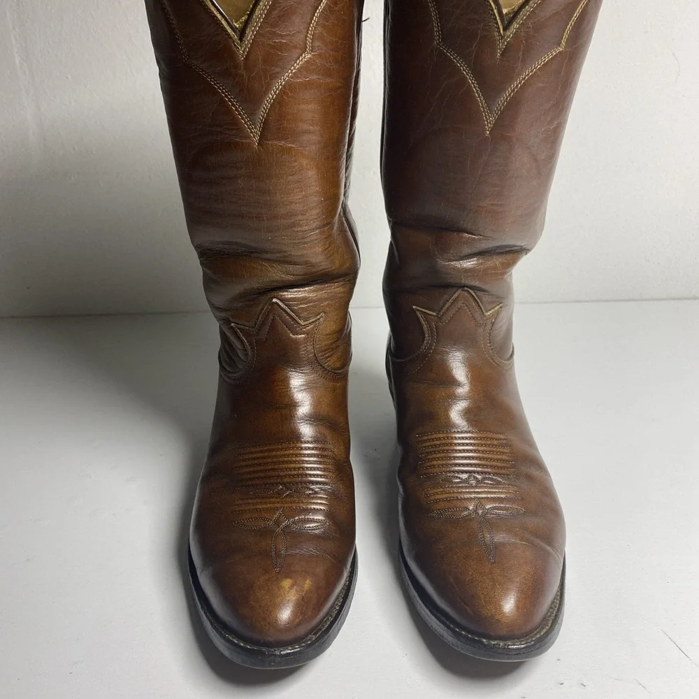 Tony Lama Vintage Women's Size 6.5D Brown Cognac Western Boot Cowgirl
